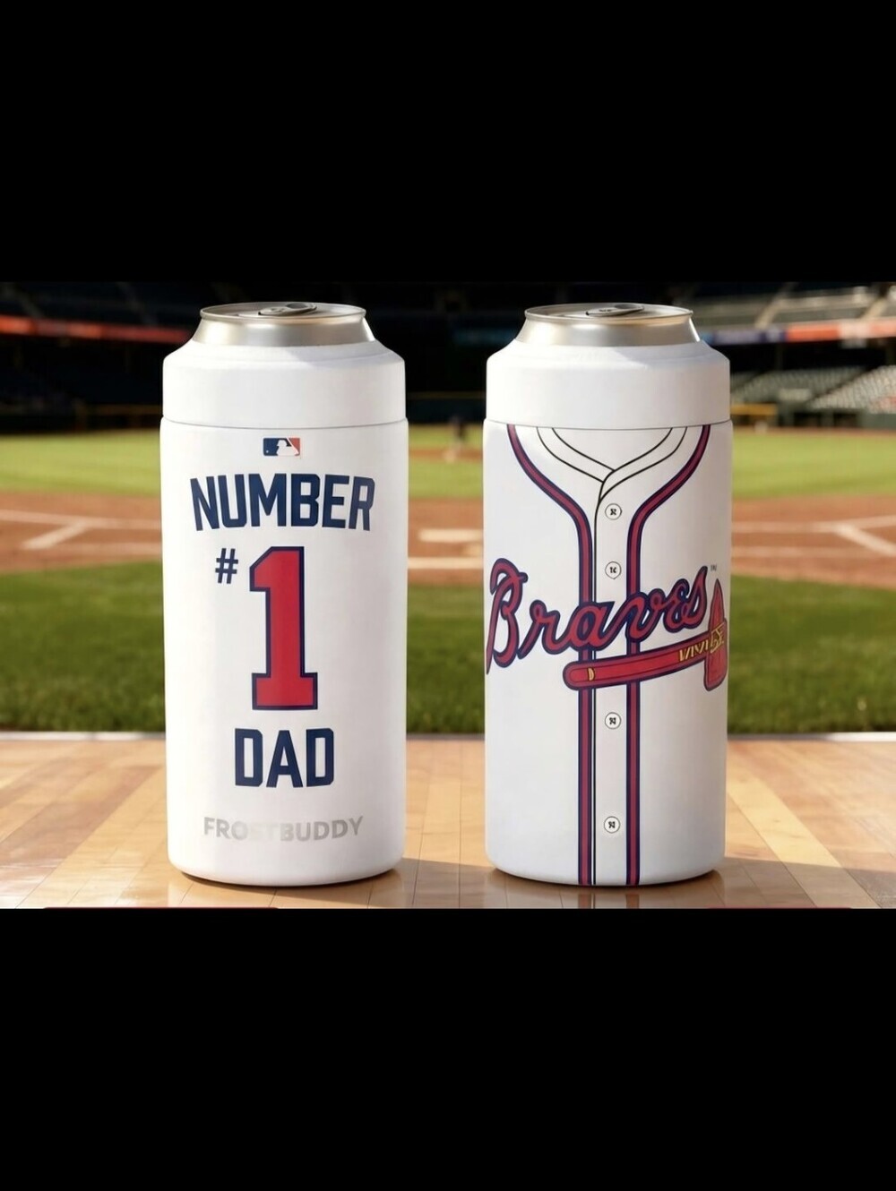 Atlanta Braves Number 1 Dad Frost Buddy Can Cooler MLB Baseball Beverage Holder